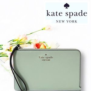 kate spade Sage med leather L-zip wristlet- added PMS chips - gold tone hardware
